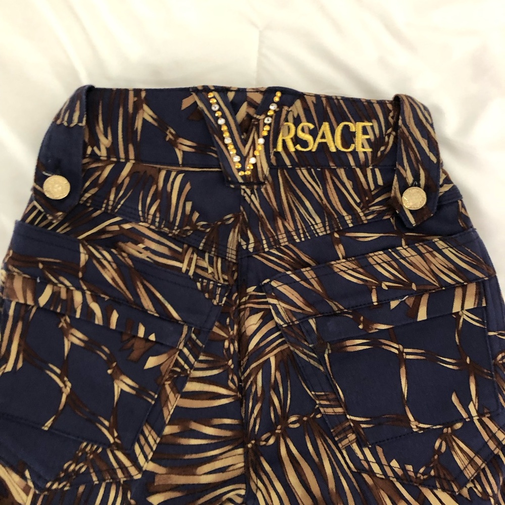 Versace Blue and Gold bamboo pattern jeans!